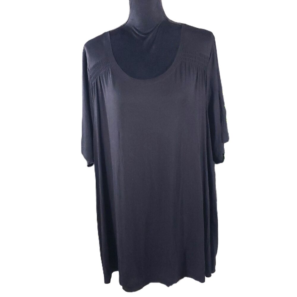 Lane Bryant Black Short Sleeve Round Neck Loose Fit Casual Top Size 26/28
